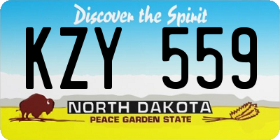 ND license plate KZY559