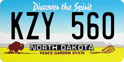 ND license plate KZY560