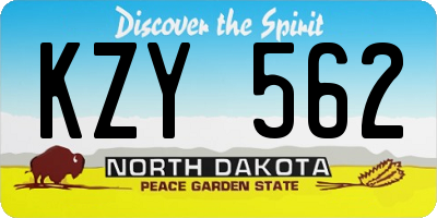 ND license plate KZY562