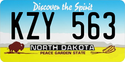 ND license plate KZY563