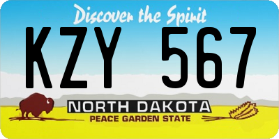 ND license plate KZY567