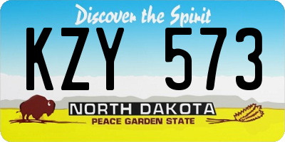 ND license plate KZY573