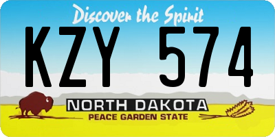 ND license plate KZY574