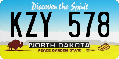 ND license plate KZY578