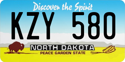 ND license plate KZY580