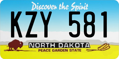 ND license plate KZY581