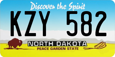 ND license plate KZY582