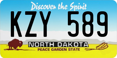 ND license plate KZY589