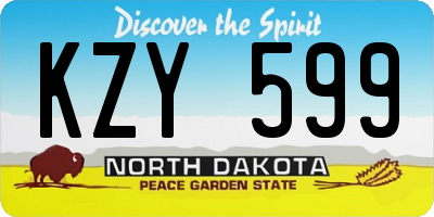 ND license plate KZY599