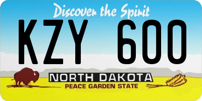 ND license plate KZY600