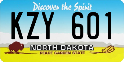 ND license plate KZY601