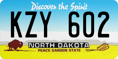 ND license plate KZY602