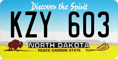 ND license plate KZY603