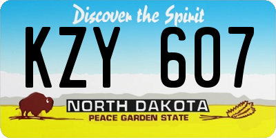 ND license plate KZY607