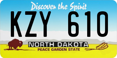 ND license plate KZY610