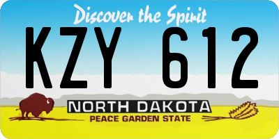 ND license plate KZY612