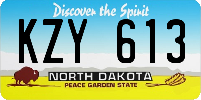 ND license plate KZY613