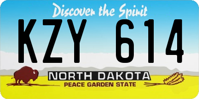 ND license plate KZY614