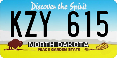 ND license plate KZY615