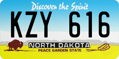 ND license plate KZY616
