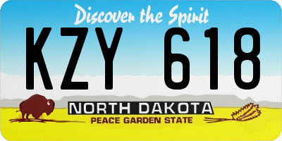ND license plate KZY618