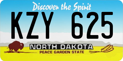 ND license plate KZY625