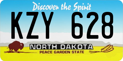 ND license plate KZY628