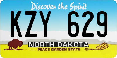 ND license plate KZY629