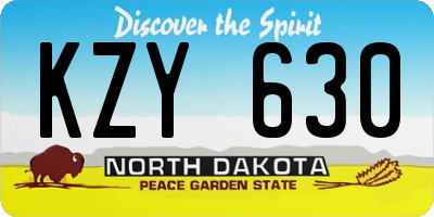 ND license plate KZY630