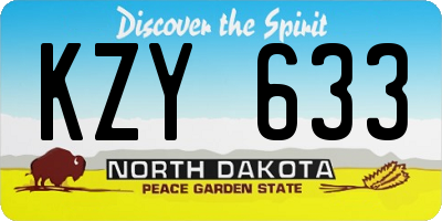 ND license plate KZY633