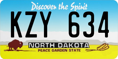 ND license plate KZY634