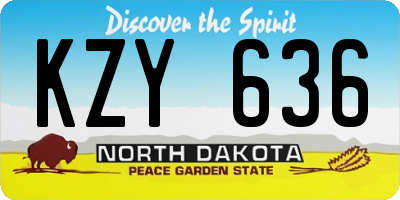 ND license plate KZY636