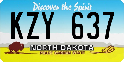 ND license plate KZY637