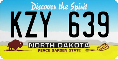 ND license plate KZY639