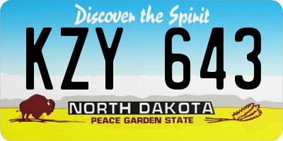 ND license plate KZY643