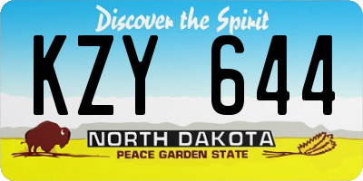 ND license plate KZY644