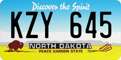 ND license plate KZY645