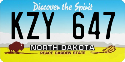 ND license plate KZY647