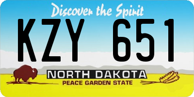 ND license plate KZY651