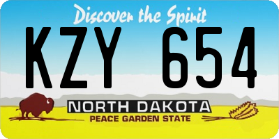 ND license plate KZY654