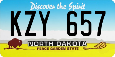 ND license plate KZY657