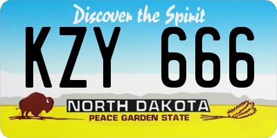 ND license plate KZY666