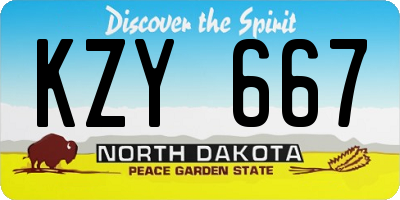 ND license plate KZY667