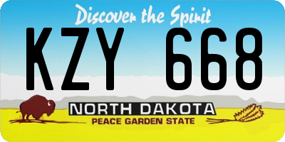 ND license plate KZY668