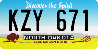 ND license plate KZY671