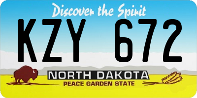 ND license plate KZY672