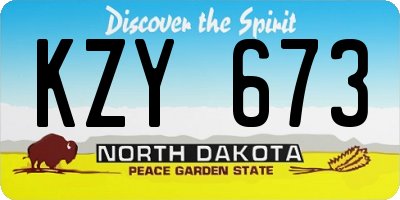 ND license plate KZY673