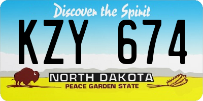 ND license plate KZY674