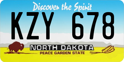 ND license plate KZY678