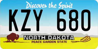 ND license plate KZY680